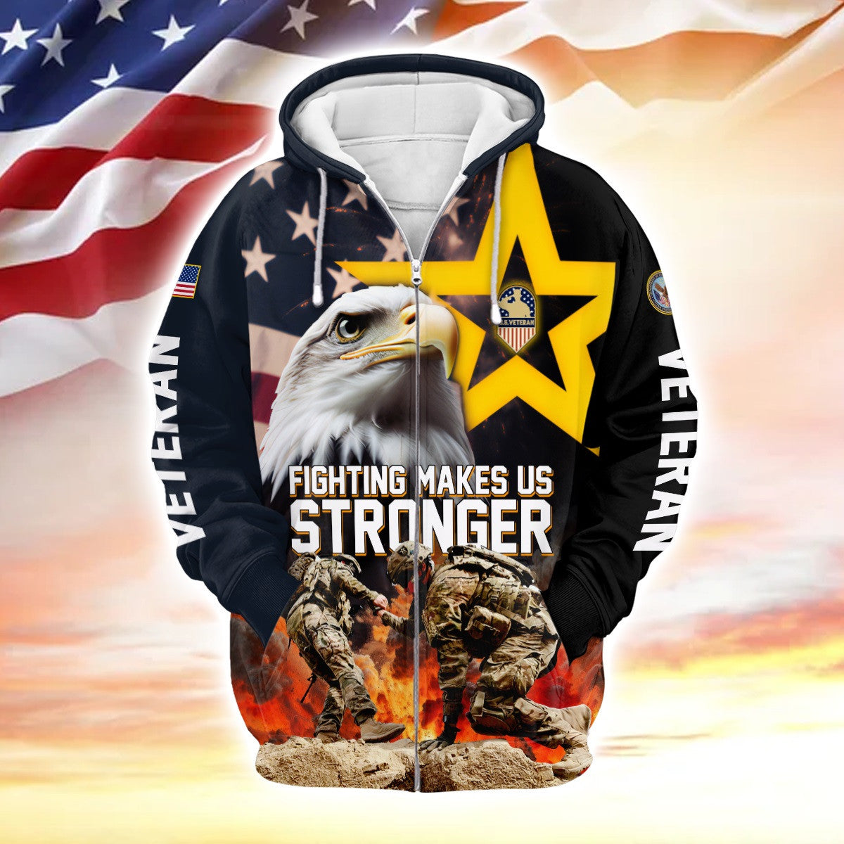 Apparel, Fighting Makes US Stronger, US Veterans Zip Hoodie , Gifts for veterans, easychoo.com