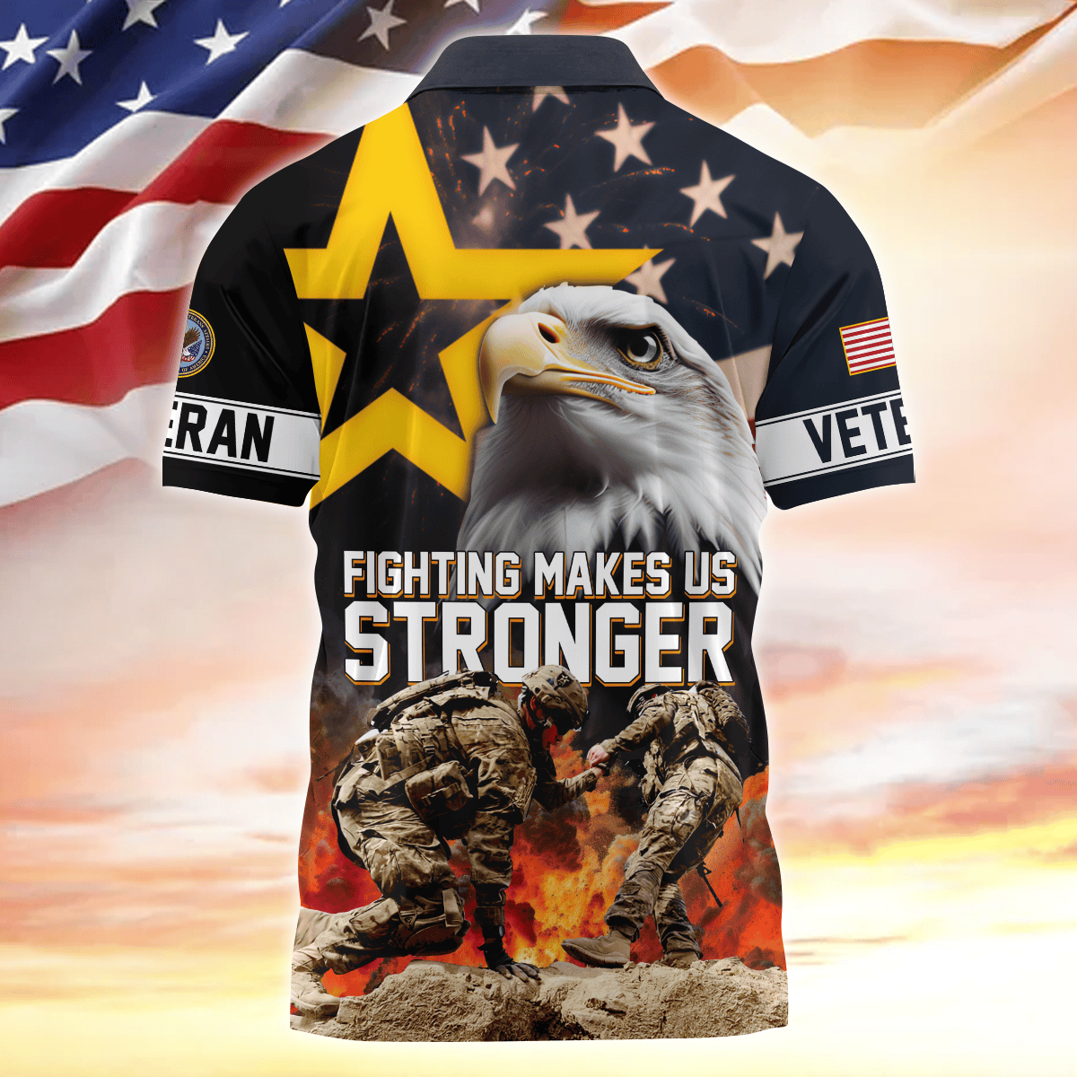 Apparel, Fighting Makes US Stronger, Zipper Polo , Gifts for veterans, easychoo.com