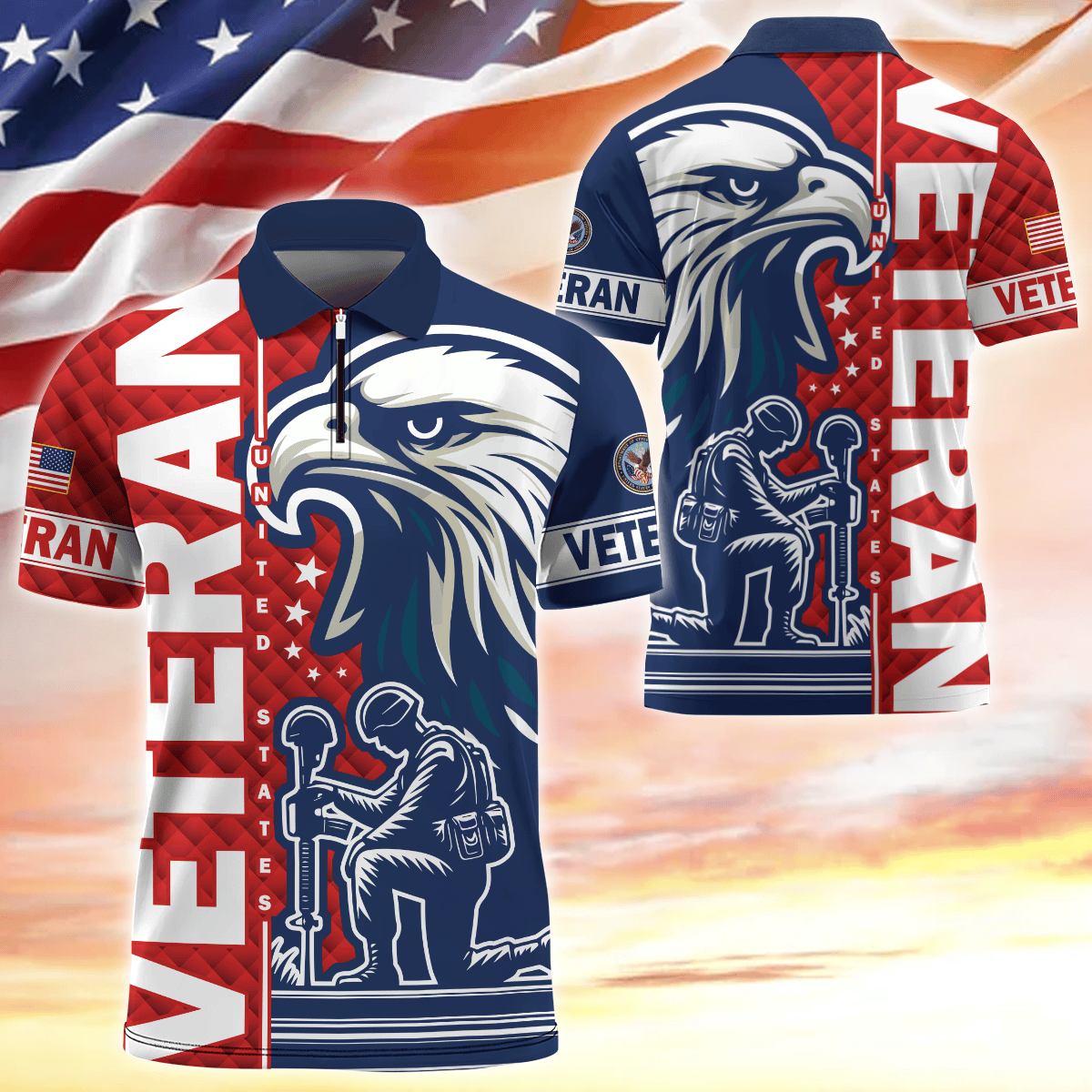 Premium Proudly Served US Veterans - Zipper Polo , Gifts for veterans, easychoo.com