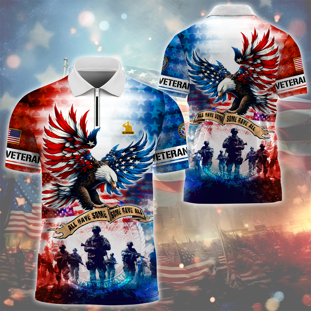 PREMIUM ALL GAVE SOME, SOME GAVE ALL - Zipper Polo , Gifts for veterans