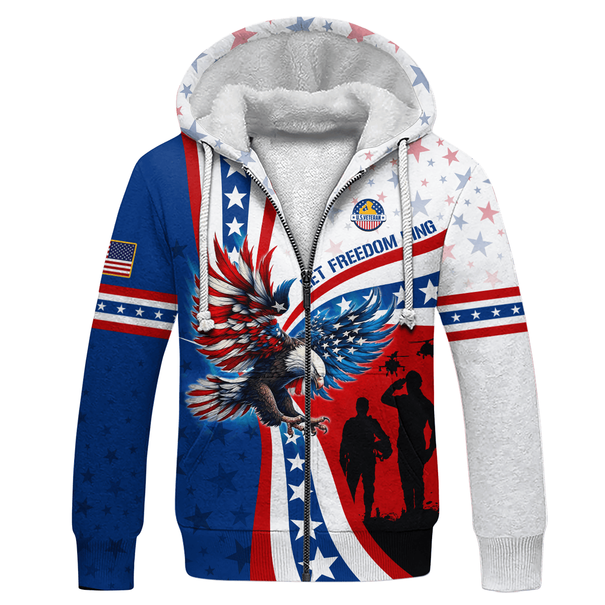 Apparel - Let Freedom Ring - Veterans Day, Zip Hoodie , Gifts for veterans