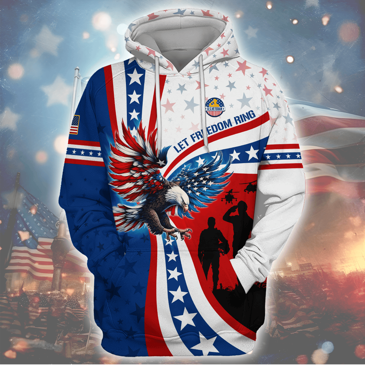 Apparel - Let Freedom Ring - Veterans Day, Zip Hoodie , Gifts for veterans