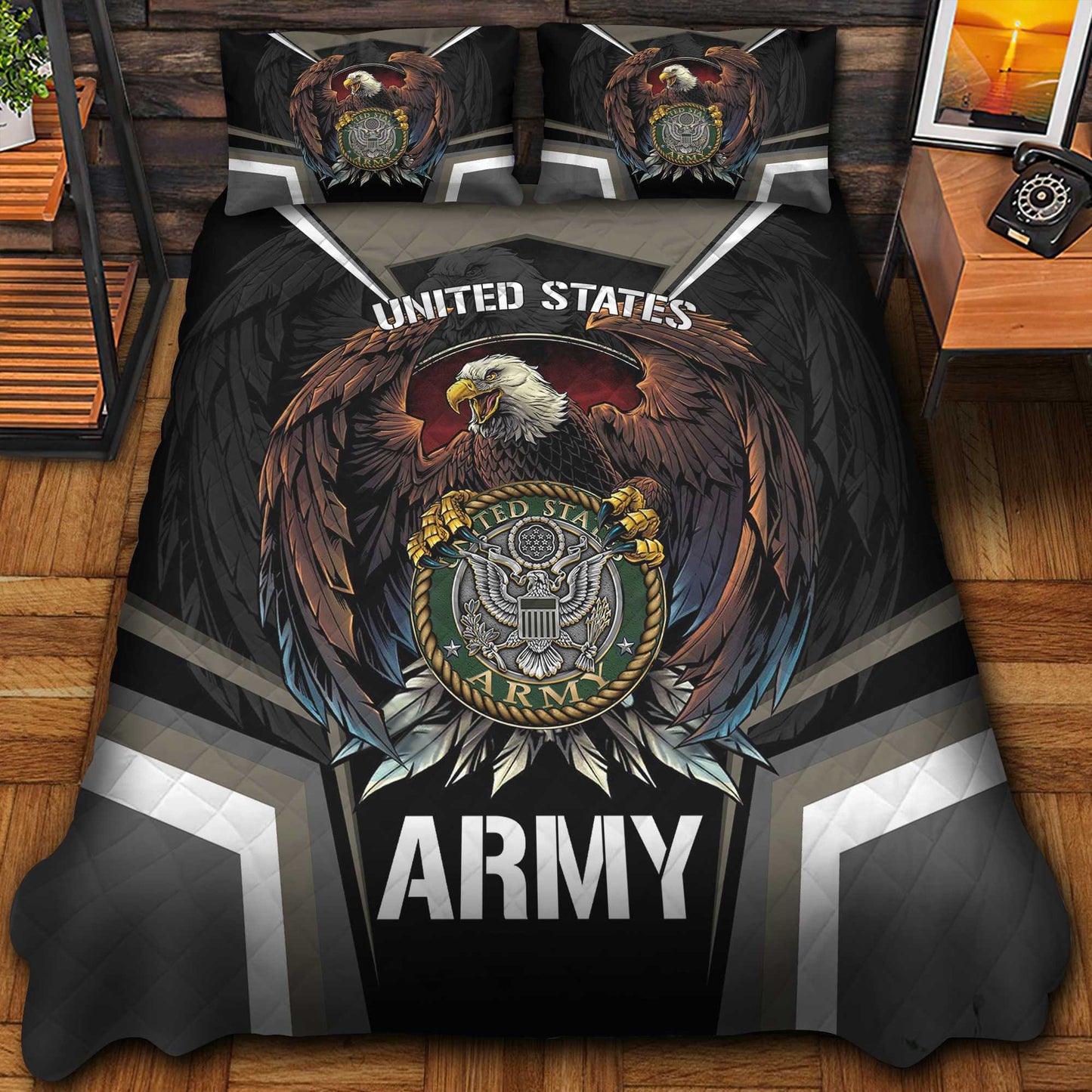Premium Eagle US Veterans Bedding Set, Gifts For Independence Day, Father's Day, Veterans Day, Gifts For Dad, Gifts For Husband Veteran da290702