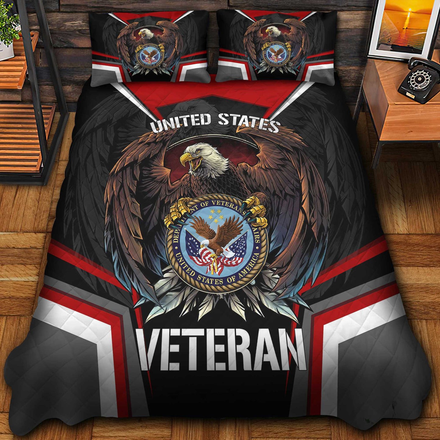 Premium Eagle US Veterans Bedding Set, Gifts For Independence Day, Father's Day, Veterans Day, Gifts For Dad, Gifts For Husband Veteran da290702