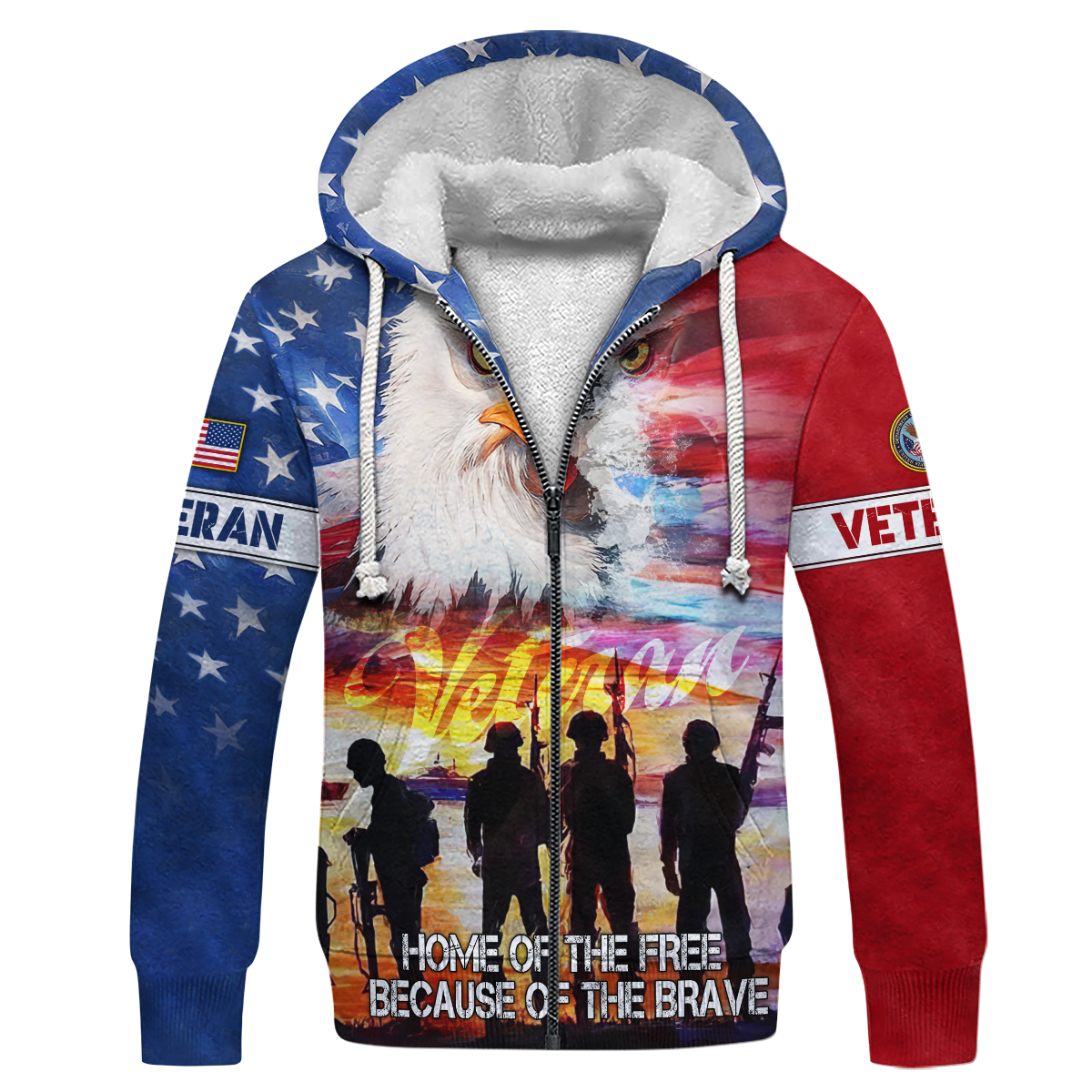 U.S. Veterans, Home Of The Free Because Of The Brave, Zip Hoodie , Gifts for veterans