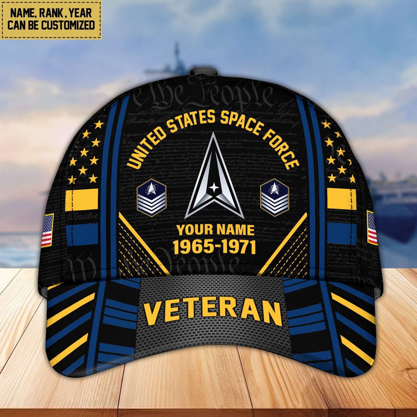Premium Custom Name, Rank, Years Of Service US Veterans Cap da060801