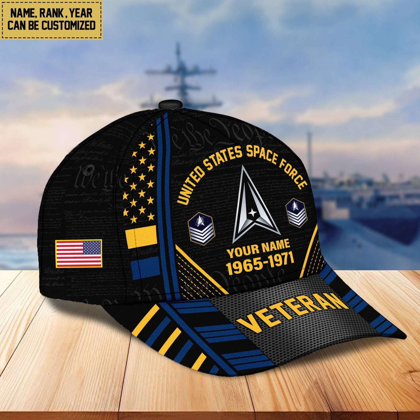 Premium Custom Name, Rank, Years Of Service US Veterans Cap da060801