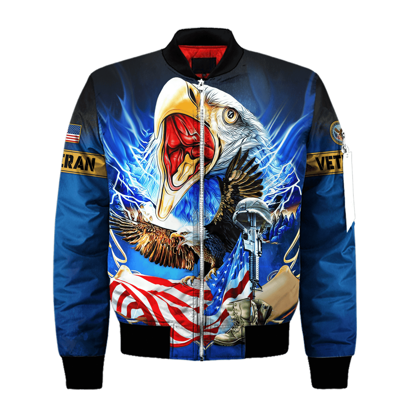 US Veterans, Bald Eagle - Honor The Fallen, Zip Hoodie