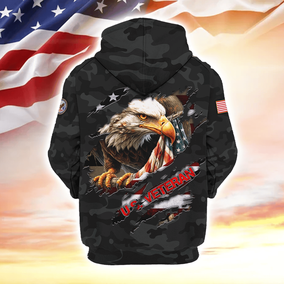 I am a U.S. Veteran i will salute my flag i am a proud America, Zip Hoodie