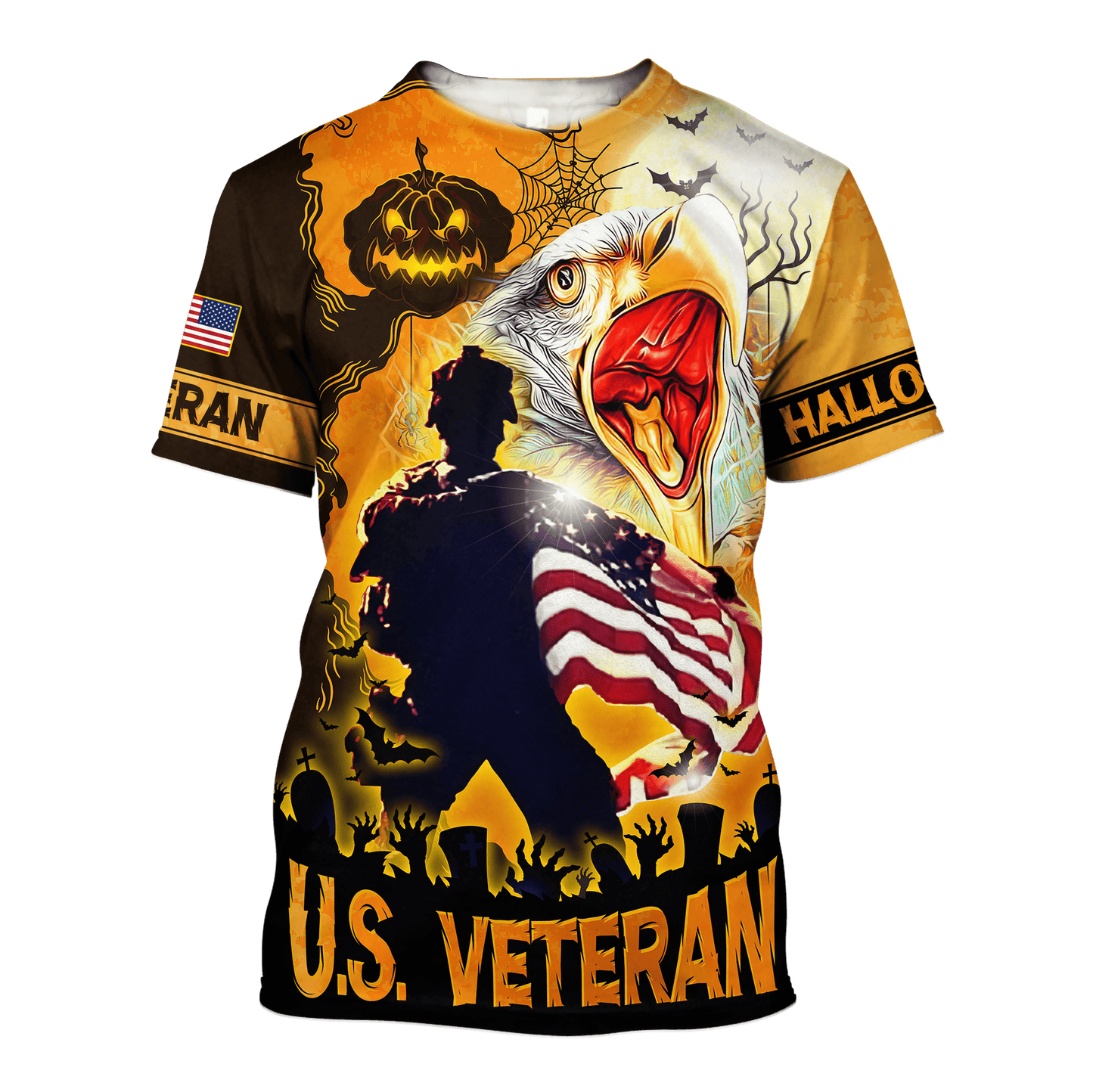 U.S. Veteran, Soldier Flag America Halloween, Zip Hoodie