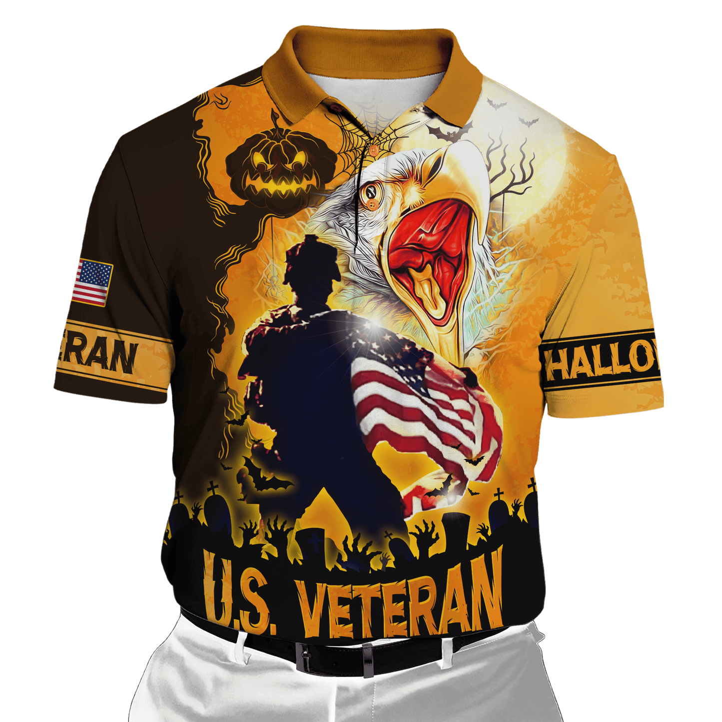 U.S. Veteran, Soldier Flag America Halloween, Zip Hoodie