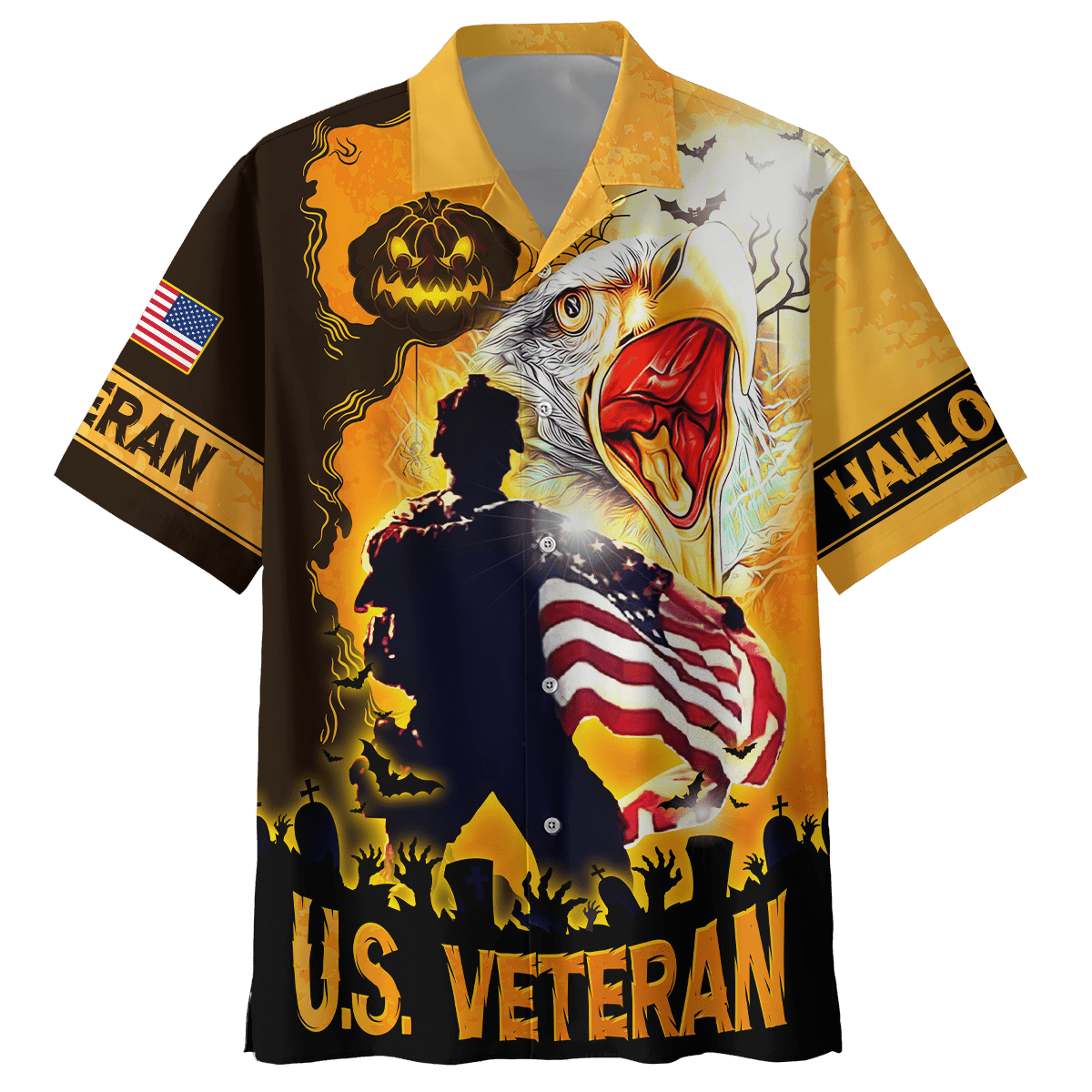 U.S. Veteran, Soldier Flag America Halloween, Zip Hoodie