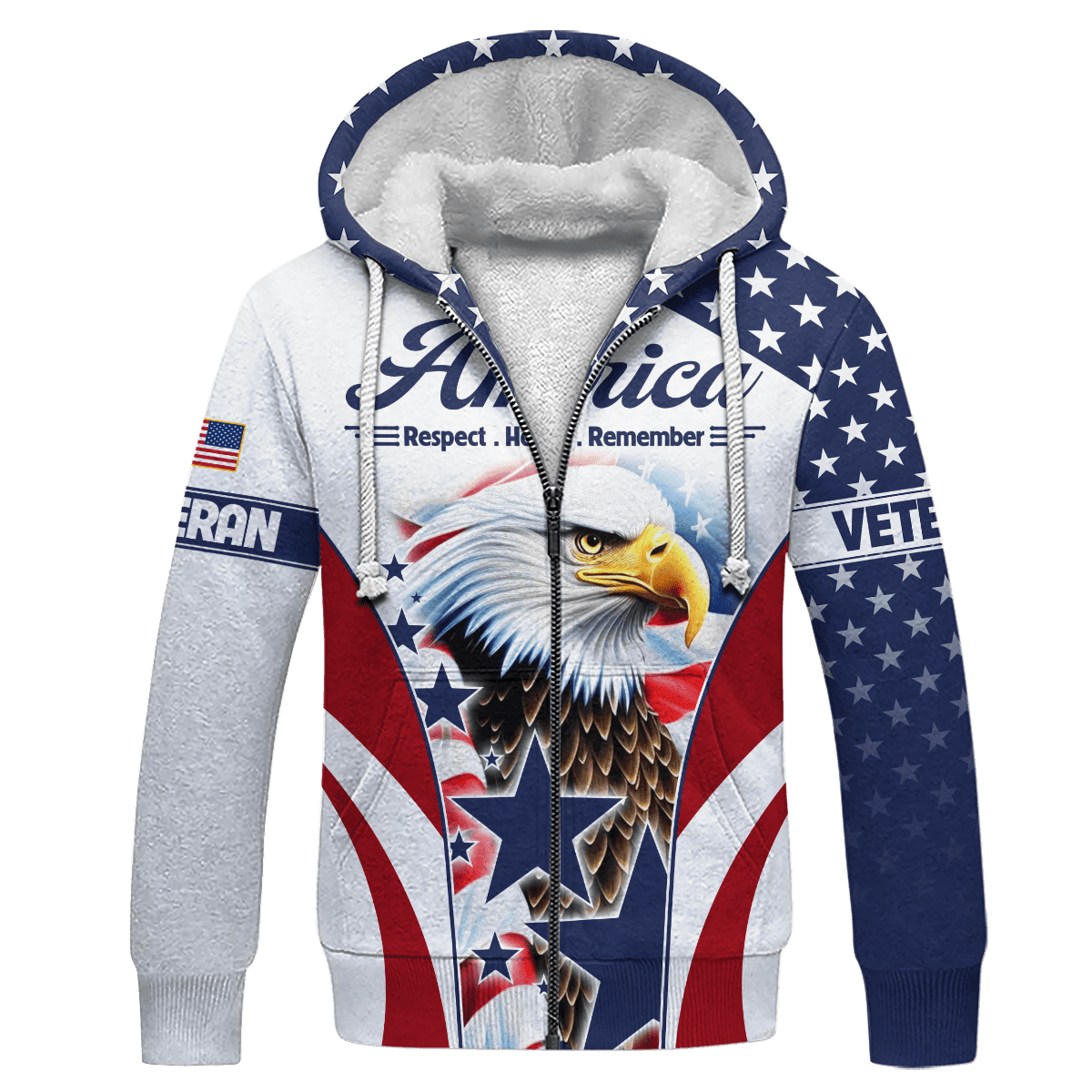 U.S. Veteran, America Respect . Honor . Remember, Zip Hoodie