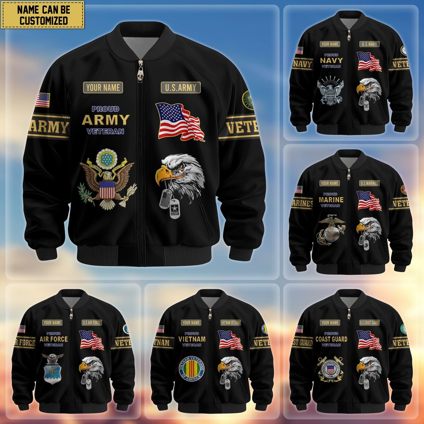 Premium Personalized US Veterans Bomber Jacket da120901, Gifts For US Veterans, Gifts For Veterans Day