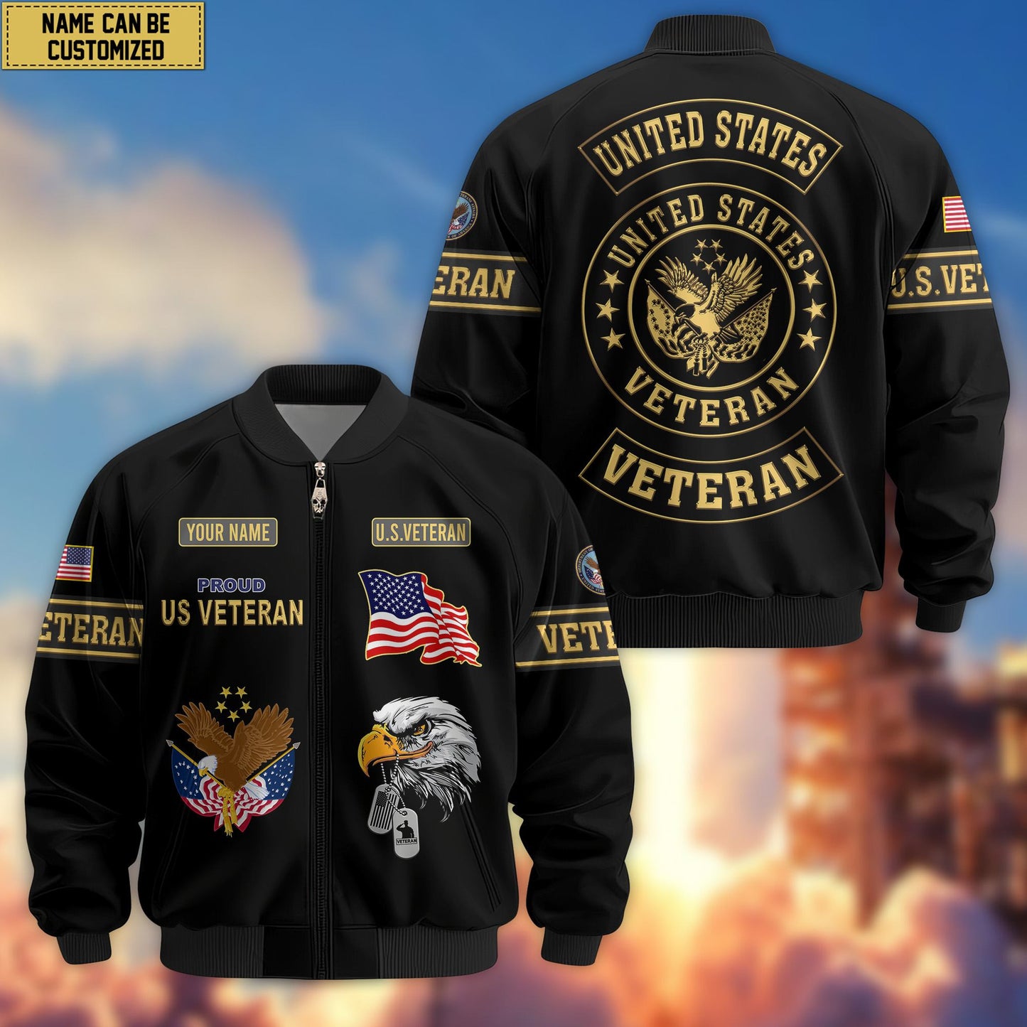 Premium Personalized US Veterans Bomber Jacket da120901, Gifts For US Veterans, Gifts For Veterans Day