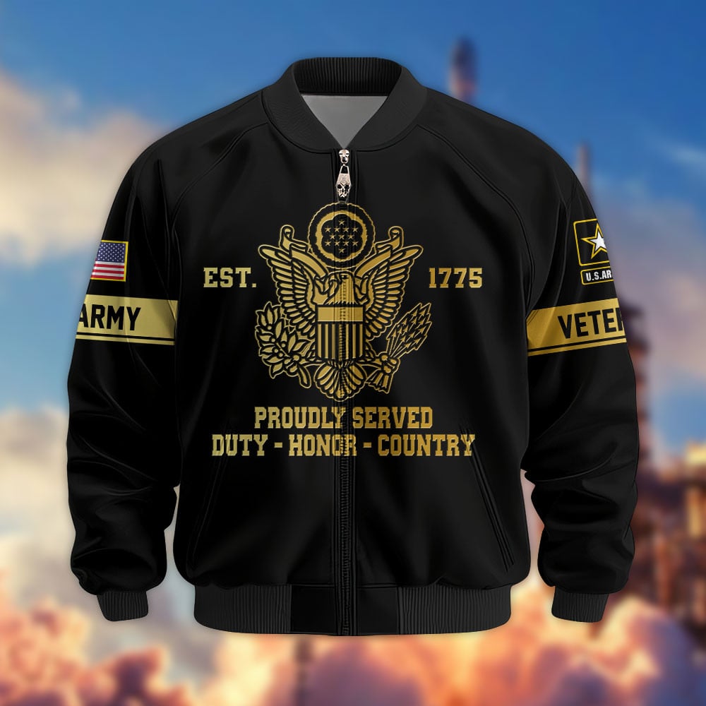 Premium Proudly Served US Veterans Bomber Jacket hu090913, Gifts For US Veterans, Gifts For Veterans Day