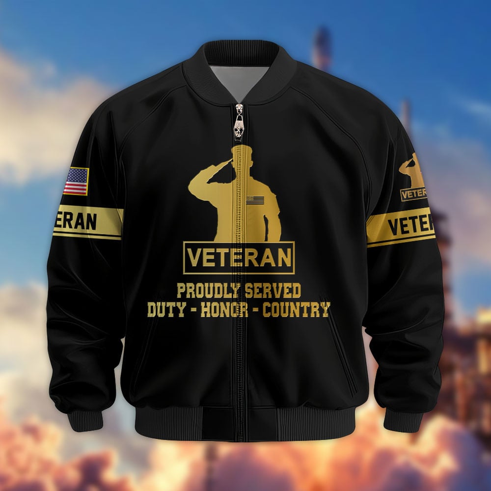 Premium Proudly Served US Veterans Bomber Jacket hu090913, Gifts For US Veterans, Gifts For Veterans Day