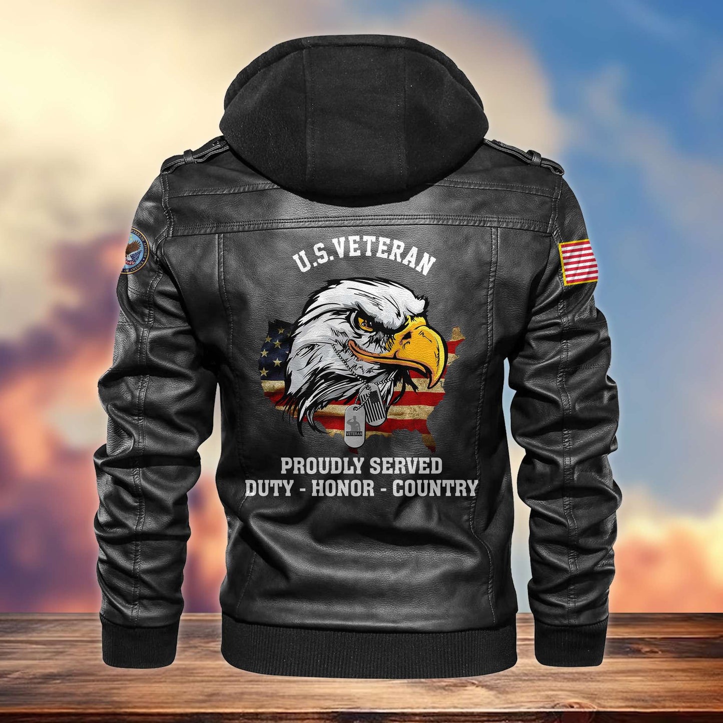Premium US Veterans Leather Jacket hu300913, Gifts For US Veterans, Gifts For Veterans Day
