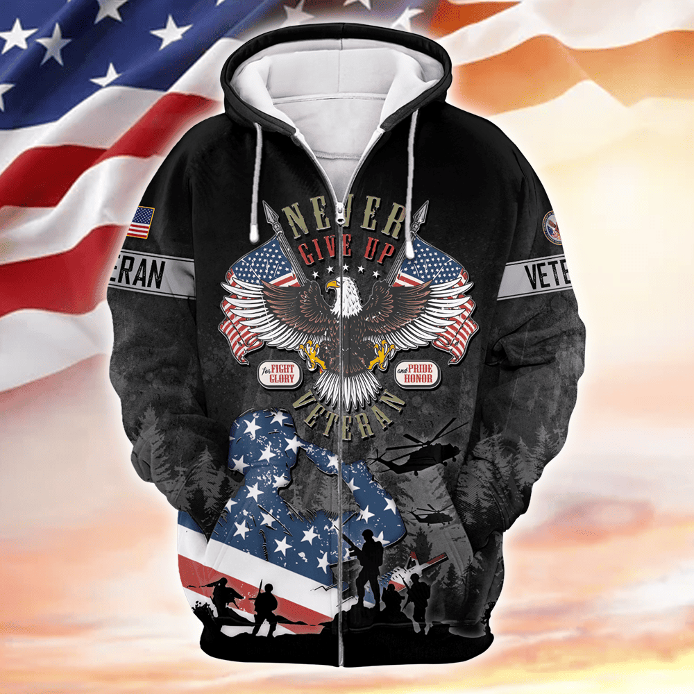 Never Give Up Veteran - US Veteran, Gifts for Veterans, Veterans Day