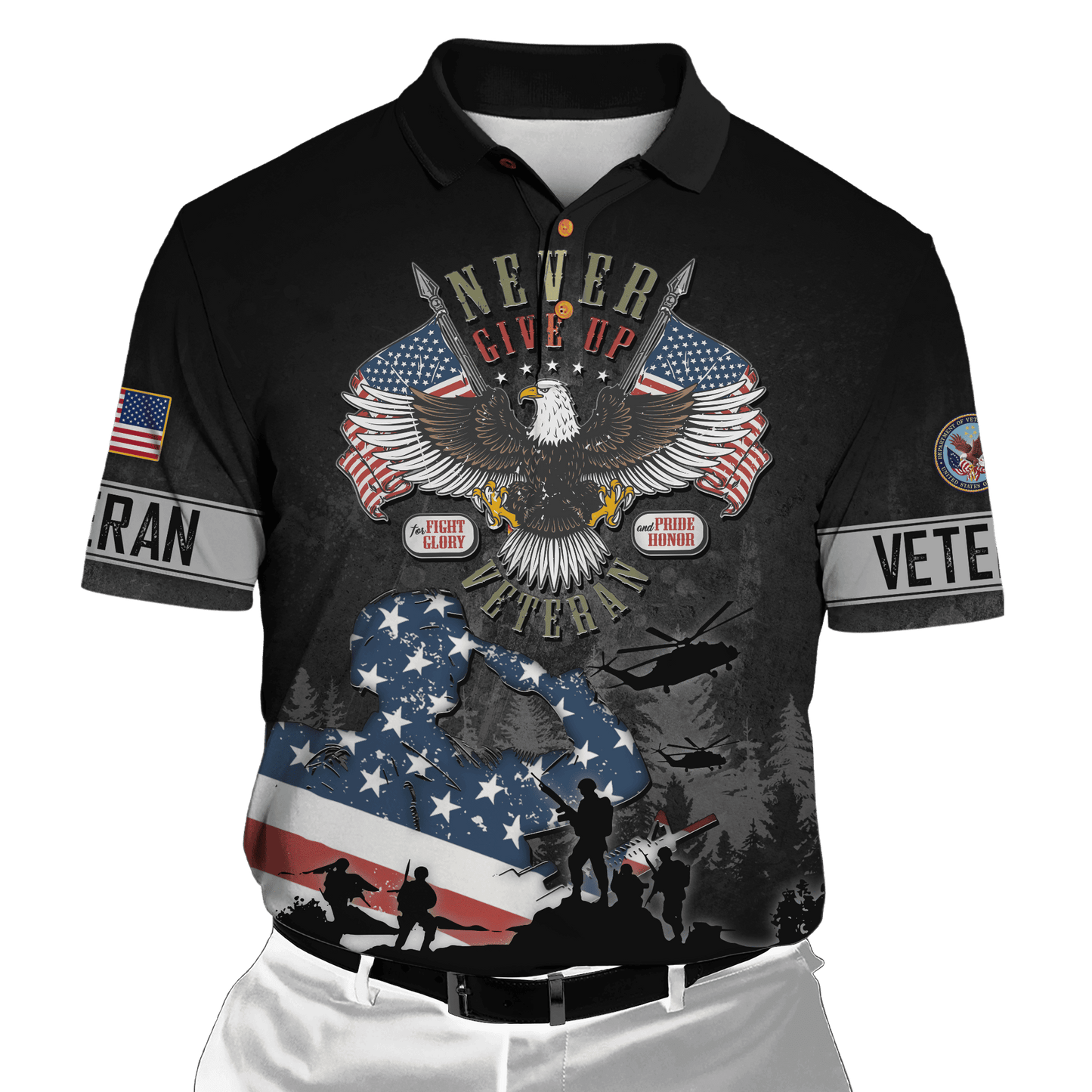 Never Give Up Veteran - US Veteran, Gifts for Veterans, Veterans Day