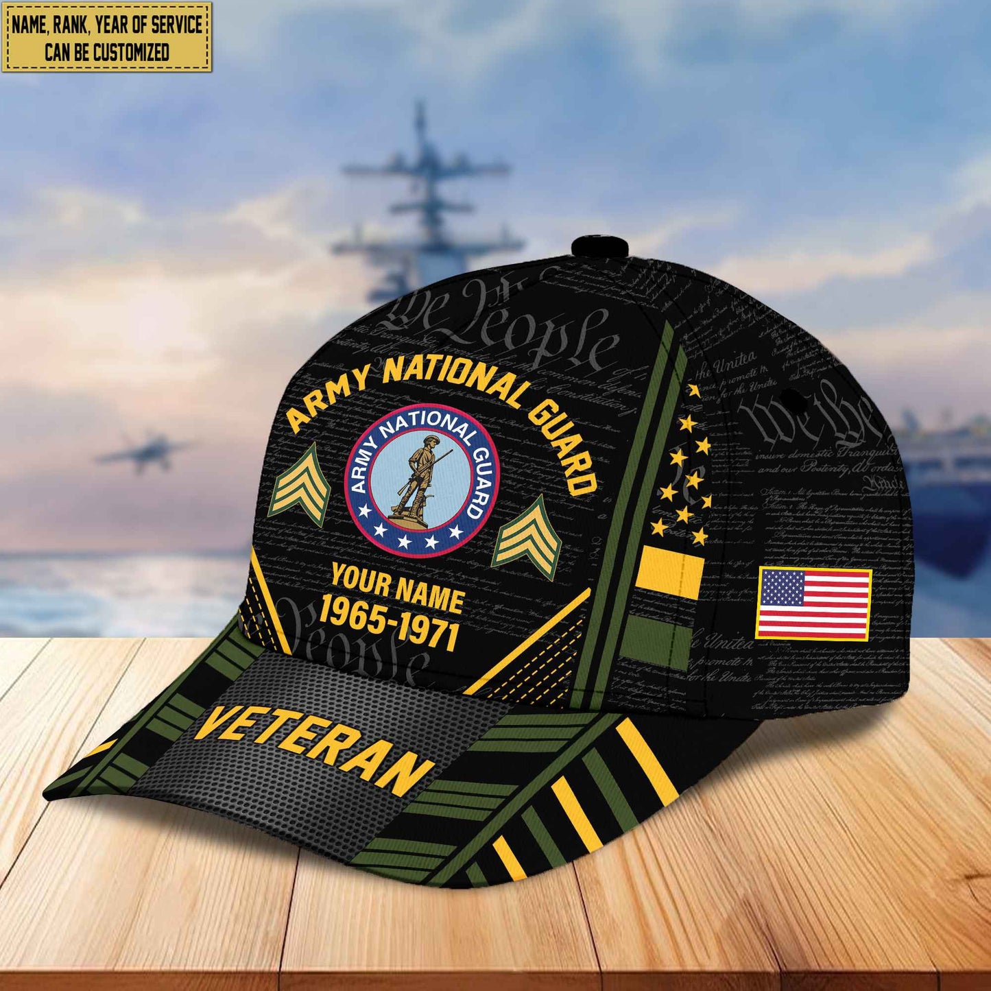 Premium Custom Name, Rank, Years Of Service US Veterans Cap da060801