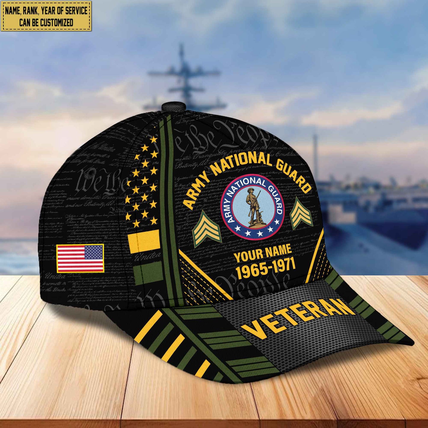 Premium Custom Name, Rank, Years Of Service US Veterans Cap da060801