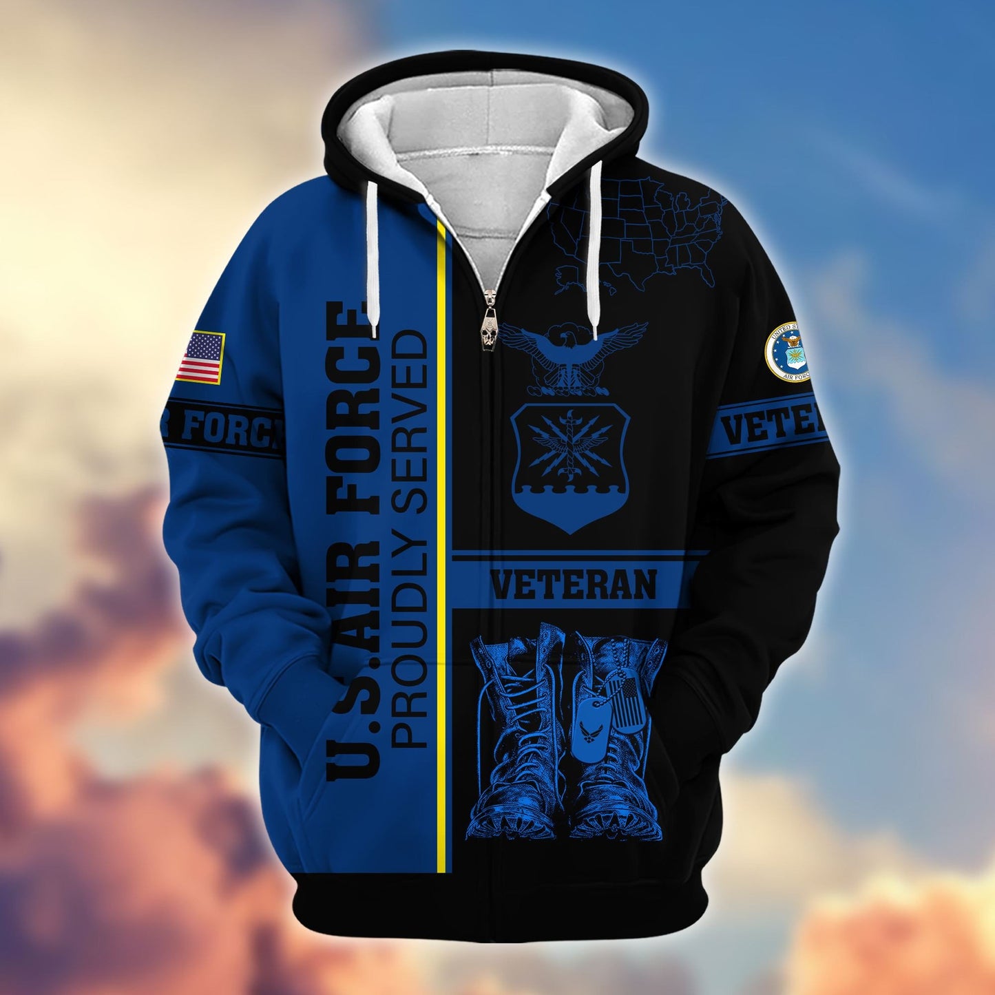 Premium US Veterans Zip Hoodie HF080111, Gifts For US Veterans Gifts On Father's Day, Armed Force Day, Independence Day, Veterans Day., easychoo.com
