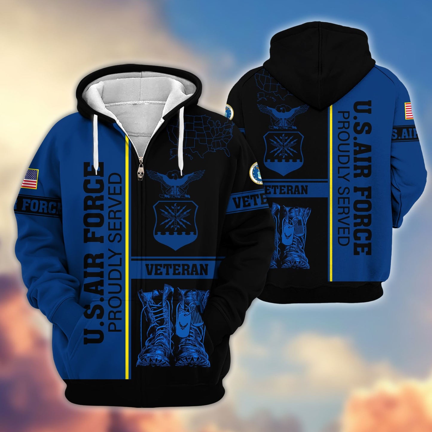 Premium US Veterans Zip Hoodie HF080111, Gifts For US Veterans Gifts On Father's Day, Armed Force Day, Independence Day, Veterans Day., easychoo.com