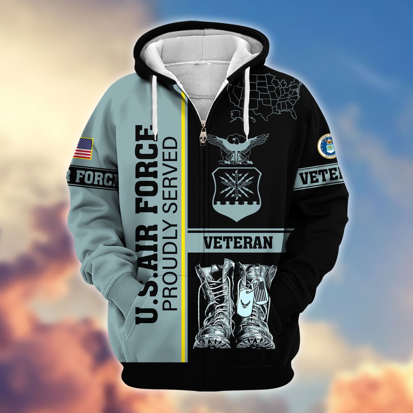 Premium US Veterans Zip Hoodie HF080111, Gifts For US Veterans Gifts On Father's Day, Armed Force Day, Independence Day, Veterans Day., easychoo.com