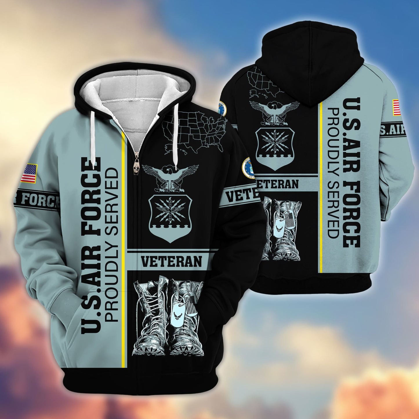 Premium US Veterans Zip Hoodie HF080111, Gifts For US Veterans Gifts On Father's Day, Armed Force Day, Independence Day, Veterans Day., easychoo.com