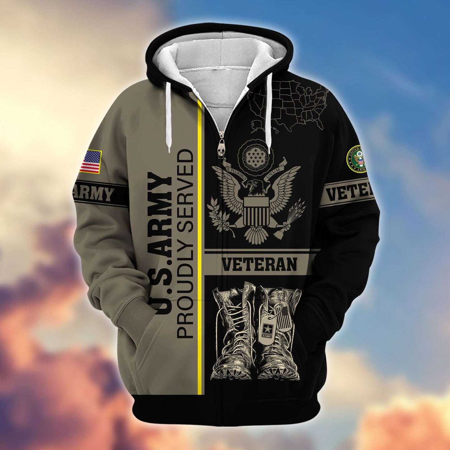 Premium US Veterans Zip Hoodie HF080111, Gifts For US Veterans Gifts On Father's Day, Armed Force Day, Independence Day, Veterans Day., easychoo.com