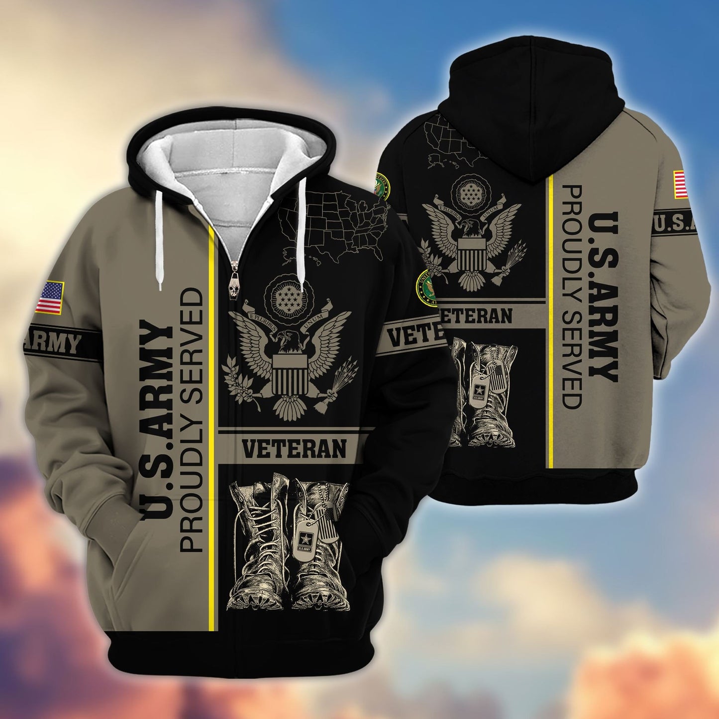 Premium US Veterans Zip Hoodie HF080111, Gifts For US Veterans Gifts On Father's Day, Armed Force Day, Independence Day, Veterans Day., easychoo.com