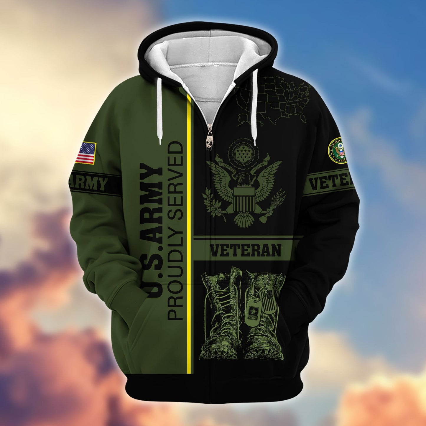 Premium US Veterans Zip Hoodie HF080111, Gifts For US Veterans Gifts On Father's Day, Armed Force Day, Independence Day, Veterans Day., easychoo.com