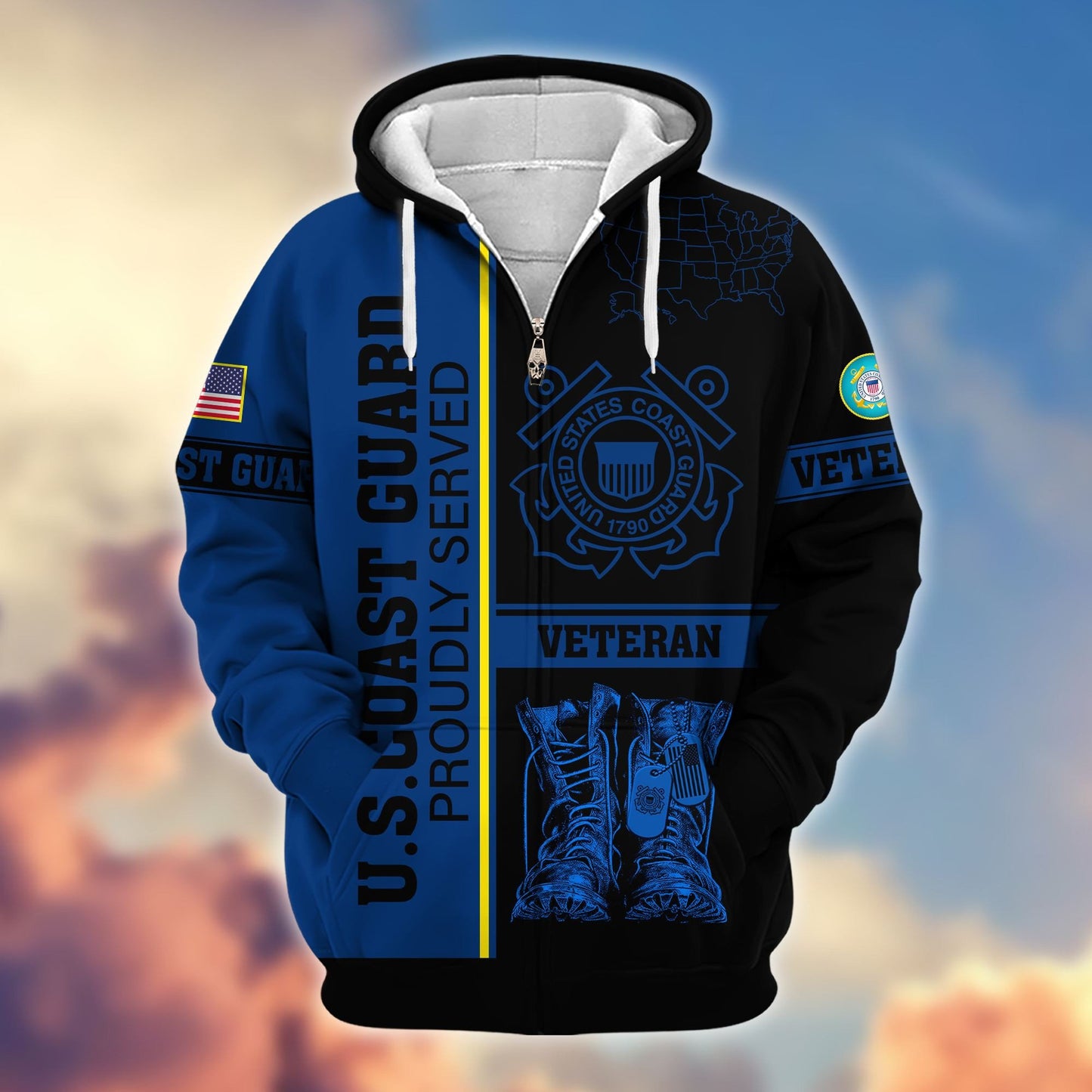 Premium US Veterans Zip Hoodie HF080111, Gifts For US Veterans Gifts On Father's Day, Armed Force Day, Independence Day, Veterans Day., easychoo.com