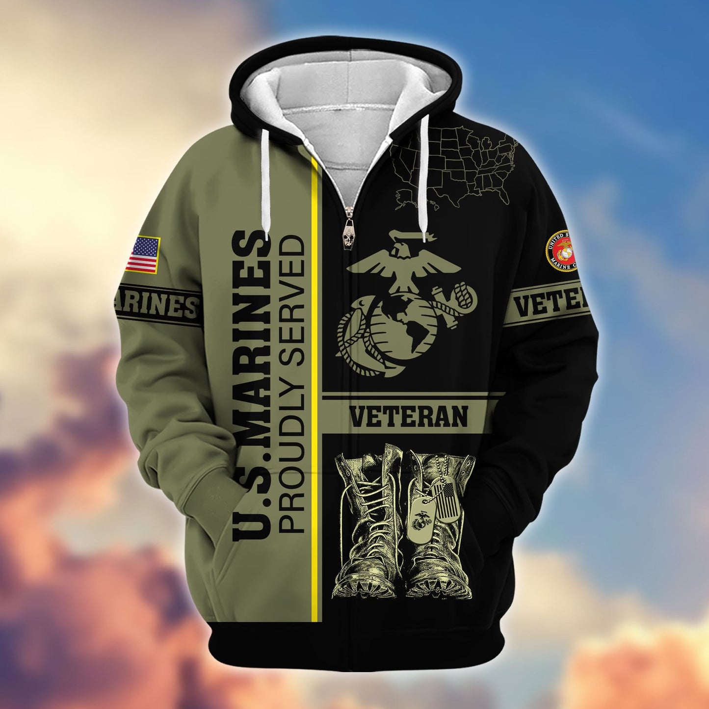 Premium US Veterans Zip Hoodie HF080111, Gifts For US Veterans Gifts On Father's Day, Armed Force Day, Independence Day, Veterans Day., easychoo.com