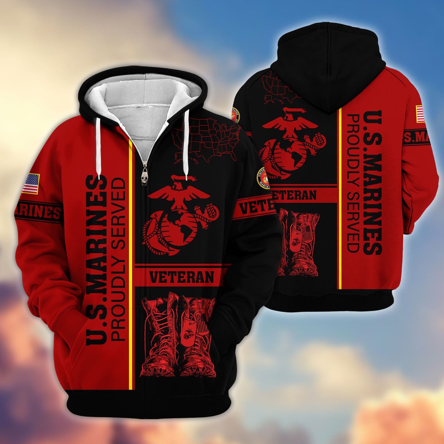 Premium US Veterans Zip Hoodie HF080111, Gifts For US Veterans Gifts On Father's Day, Armed Force Day, Independence Day, Veterans Day., easychoo.com