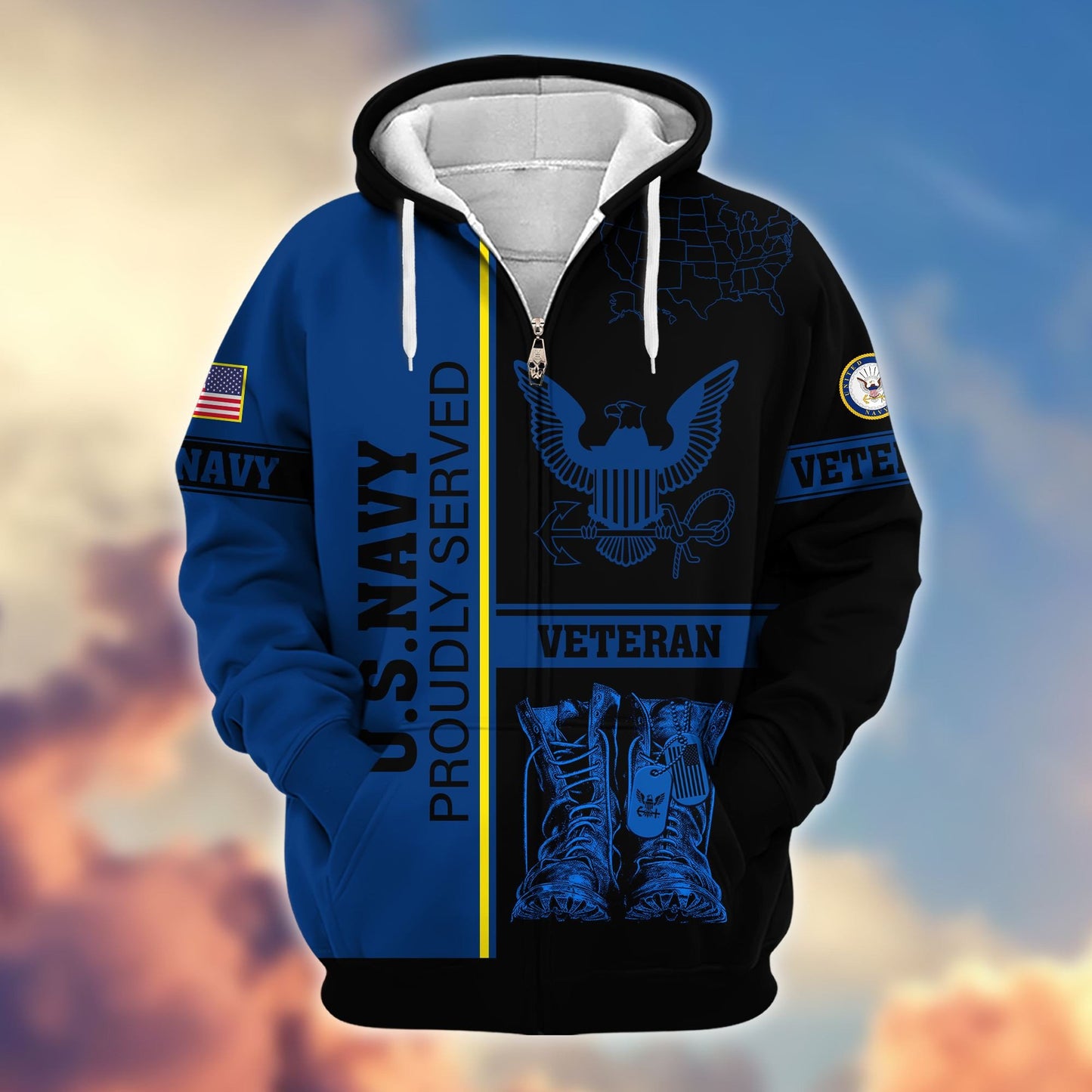 Premium US Veterans Zip Hoodie HF080111, Gifts For US Veterans Gifts On Father's Day, Armed Force Day, Independence Day, Veterans Day., easychoo.com
