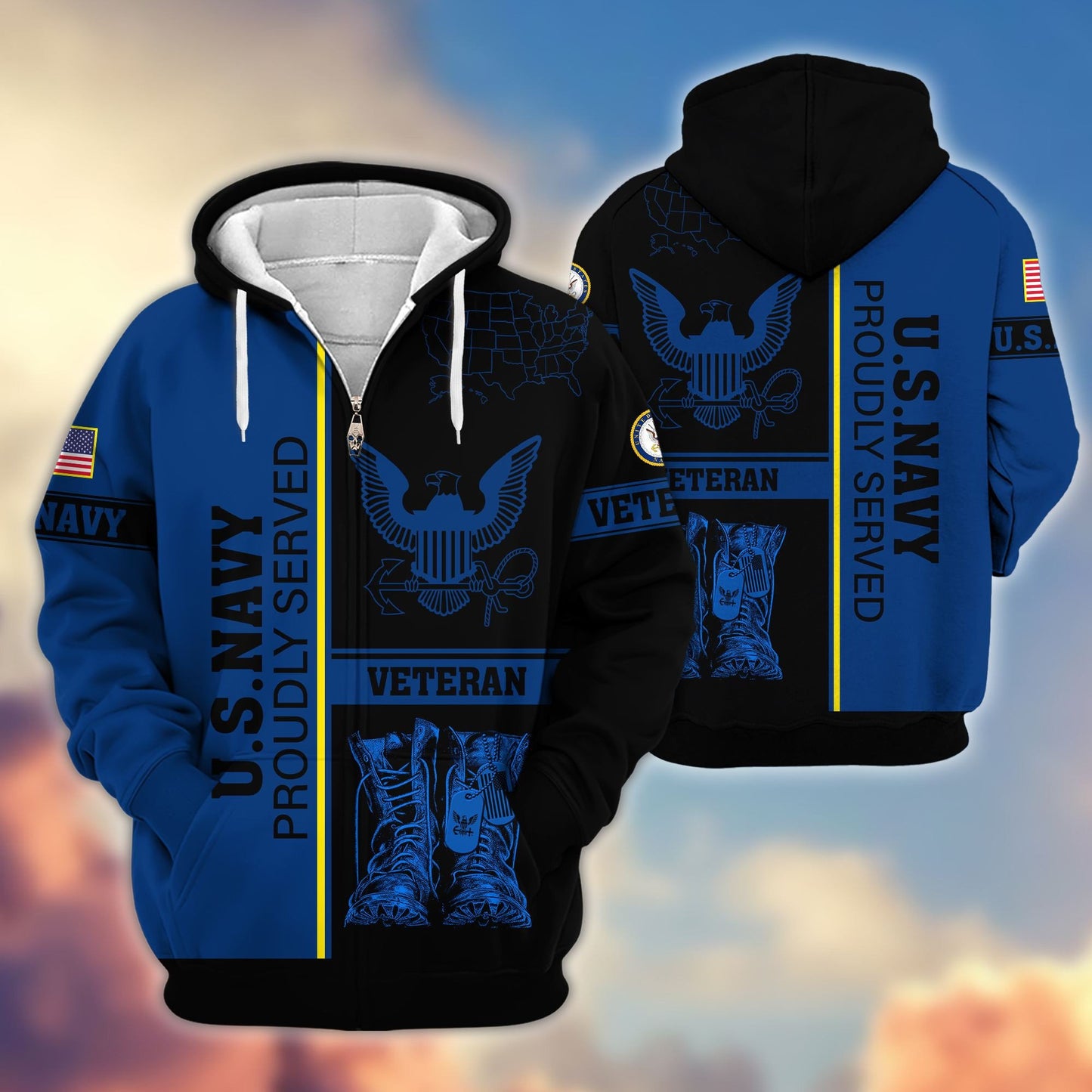 Premium US Veterans Zip Hoodie HF080111, Gifts For US Veterans Gifts On Father's Day, Armed Force Day, Independence Day, Veterans Day., easychoo.com