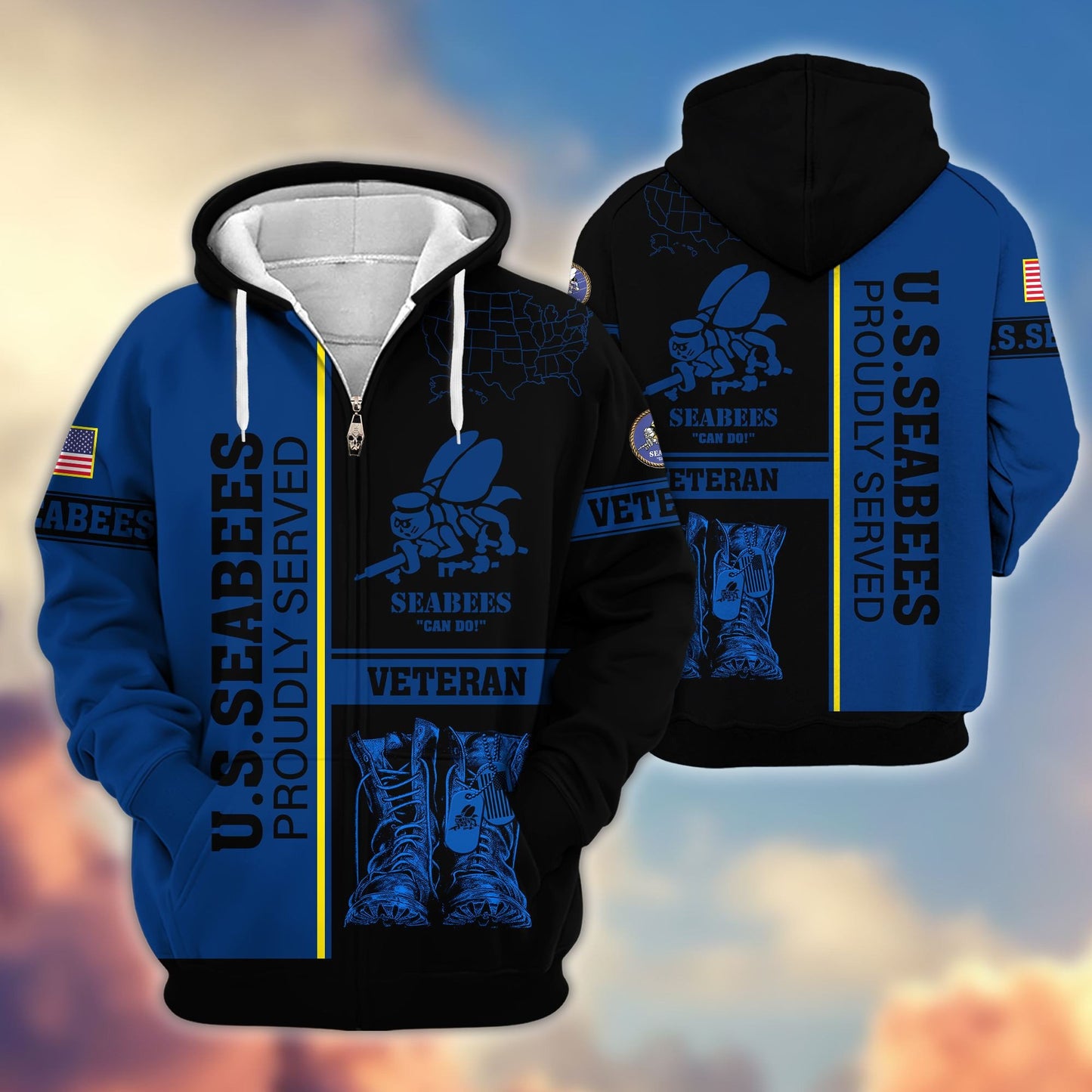Premium US Veterans Zip Hoodie HF080111, Gifts For US Veterans Gifts On Father's Day, Armed Force Day, Independence Day, Veterans Day., easychoo.com