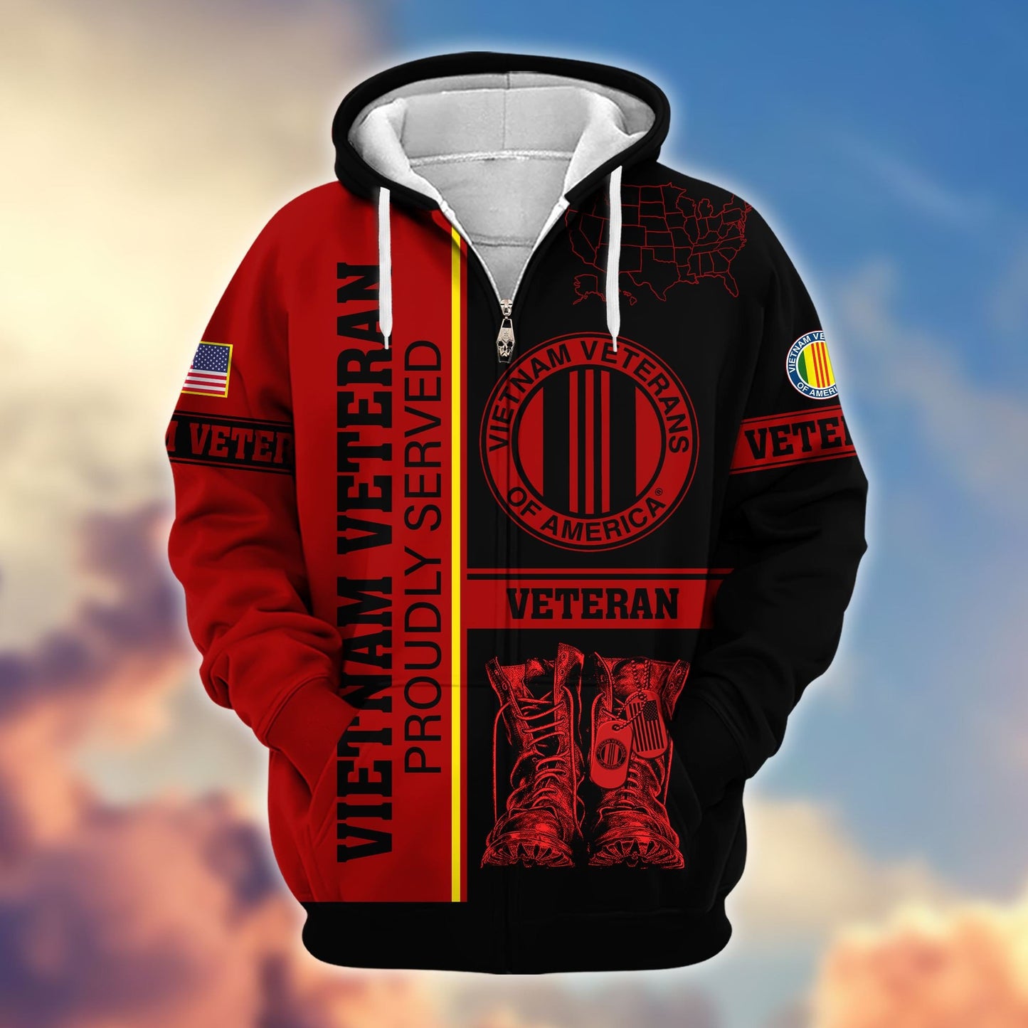 Premium US Veterans Zip Hoodie HF080111, Gifts For US Veterans Gifts On Father's Day, Armed Force Day, Independence Day, Veterans Day., easychoo.com