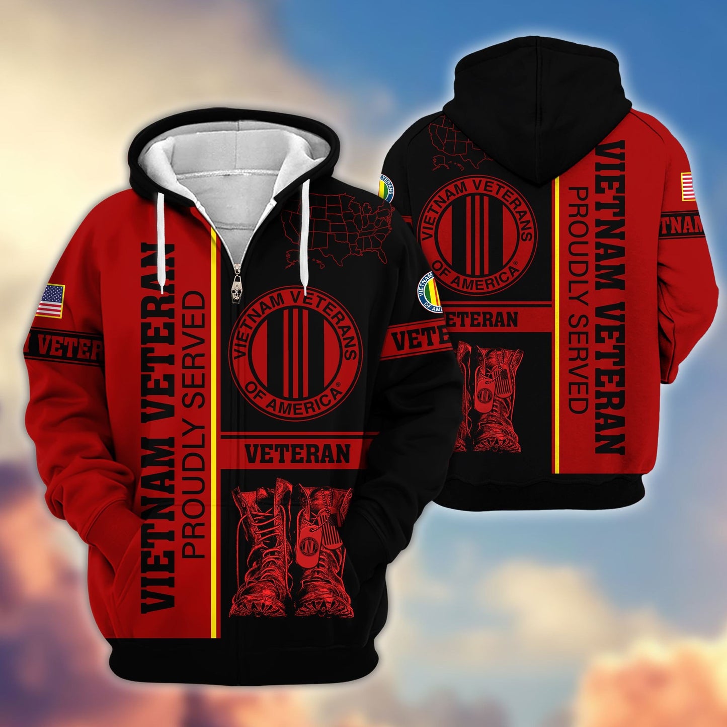Premium US Veterans Zip Hoodie HF080111, Gifts For US Veterans Gifts On Father's Day, Armed Force Day, Independence Day, Veterans Day., easychoo.com