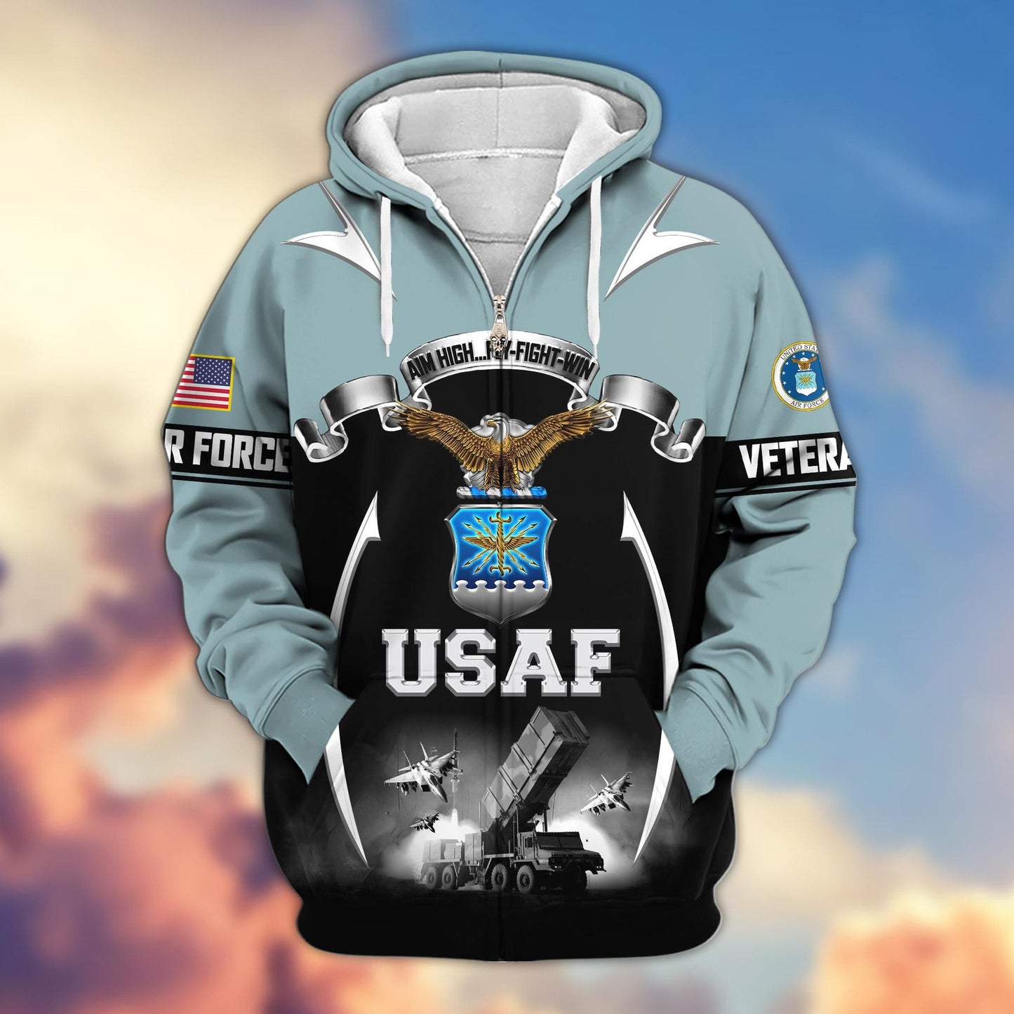 Premium US Veterans Zip Hoodie HD150821, Gifts For US Veterans, Gifts On Father's Day, Veterans Day., easychoo.com