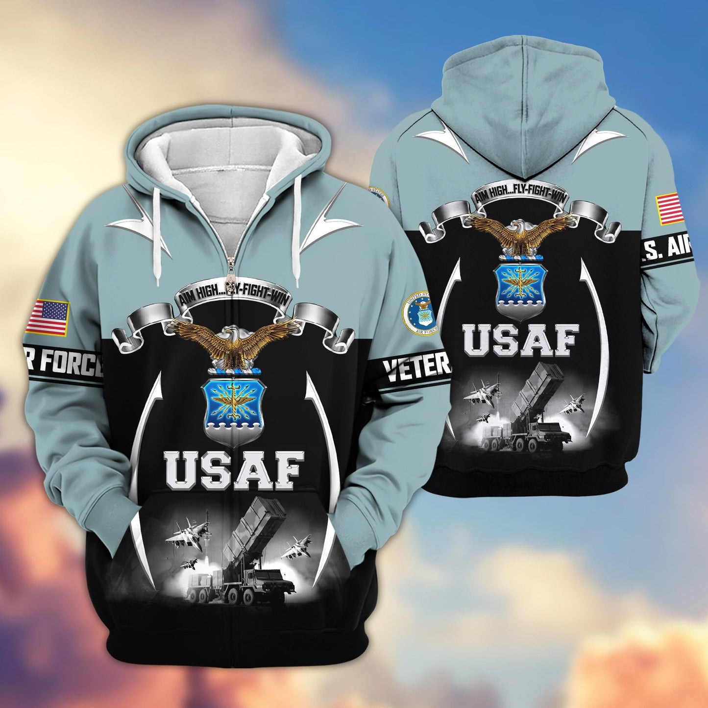 Premium US Veterans Zip Hoodie HD150821, Gifts For US Veterans, Gifts On Father's Day, Veterans Day., easychoo.com