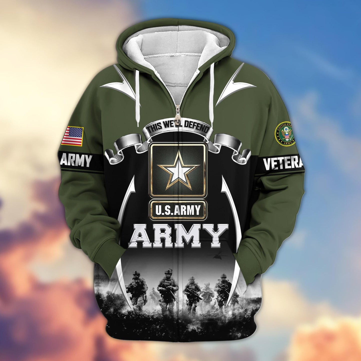 Premium US Veterans Zip Hoodie HD150821, Gifts For US Veterans, Gifts On Father's Day, Veterans Day., easychoo.com