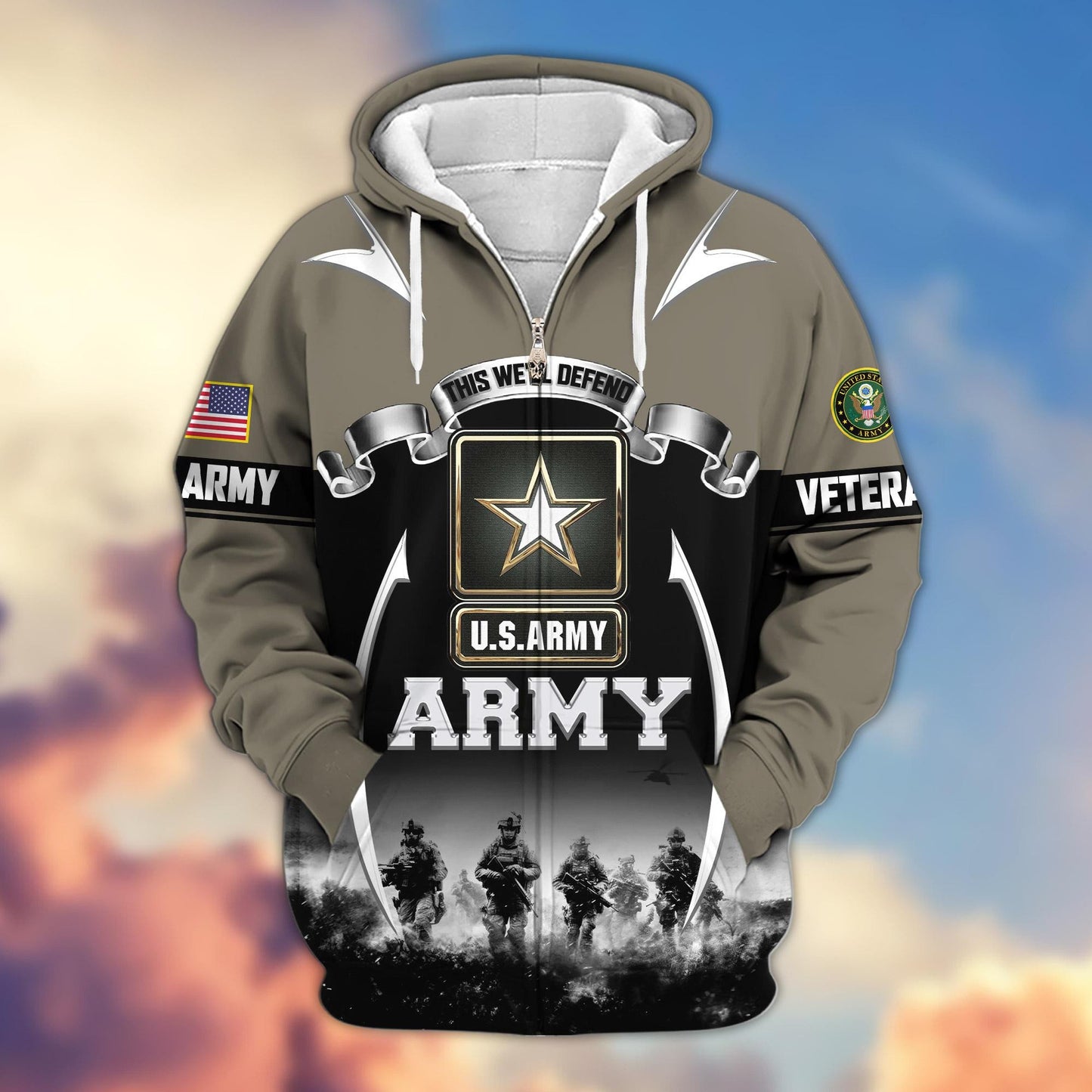Premium US Veterans Zip Hoodie HD150821, Gifts For US Veterans, Gifts On Father's Day, Veterans Day., easychoo.com