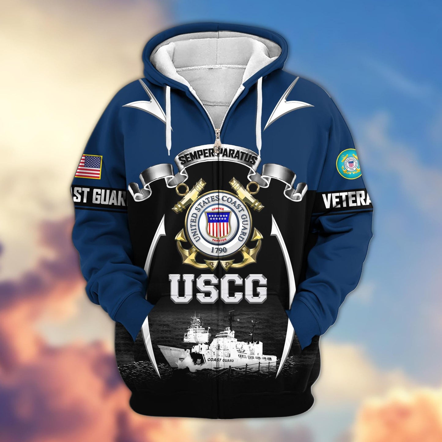 Premium US Veterans Zip Hoodie HD150821, Gifts For US Veterans, Gifts On Father's Day, Veterans Day., easychoo.com
