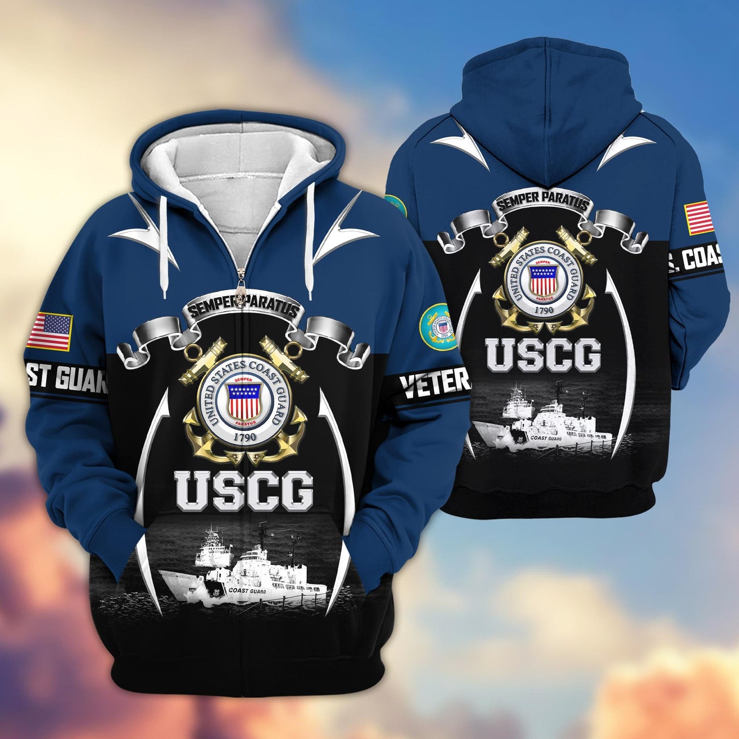 Premium US Veterans Zip Hoodie HD150821, Gifts For US Veterans, Gifts On Father's Day, Veterans Day., easychoo.com
