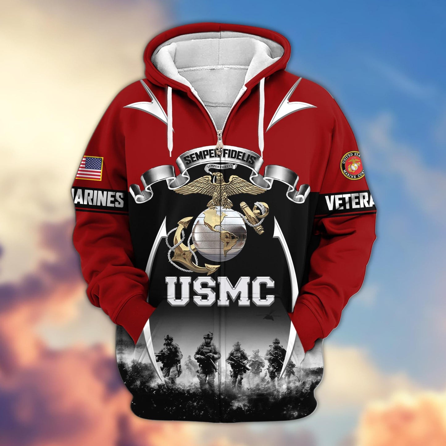 Premium US Veterans Zip Hoodie HD150821, Gifts For US Veterans, Gifts On Father's Day, Veterans Day., easychoo.com