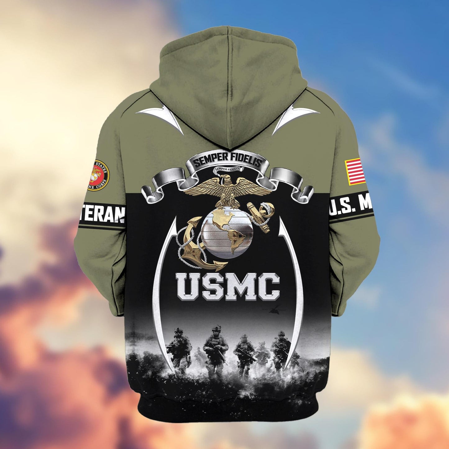 Premium US Veterans Zip Hoodie HD150821, Gifts For US Veterans, Gifts On Father's Day, Veterans Day., easychoo.com