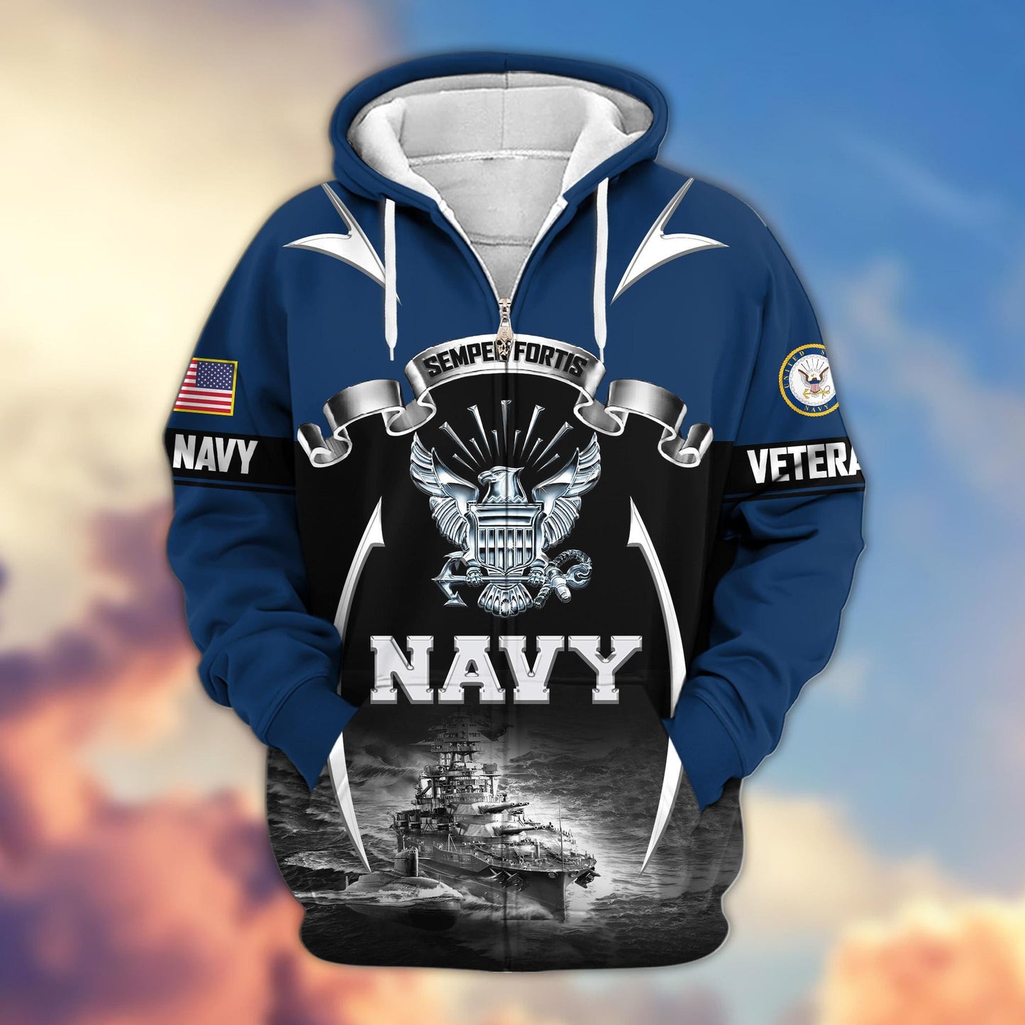 Premium US Veterans Zip Hoodie HD150821, Gifts For US Veterans, Gifts On Father's Day, Veterans Day., easychoo.com
